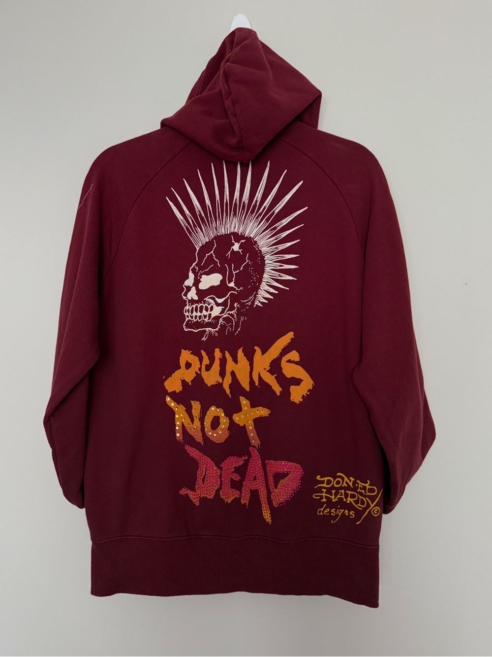 Christian Audigier Ed Hardy “Punks Not Dead Hooded Sweatshirt Size M “READ” - Picture 3 of 14